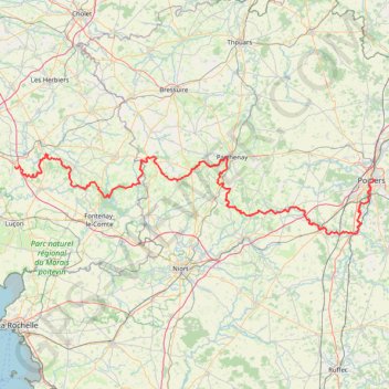 GR 364 : De Poitiers à Bournezeau GPS track, route, trail