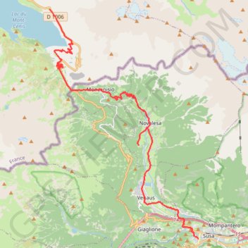 De Susa au col du Mont-Cenis GPS track, route, trail