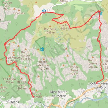 Tour des Gorges de Colombières et d'Héric GPS track, route, trail
