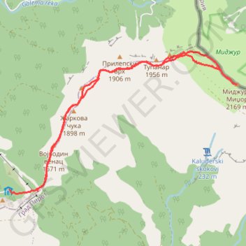 Midzor GPS track, route, trail