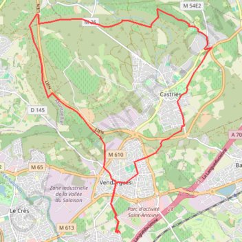 Autour de Castries GPS track, route, trail
