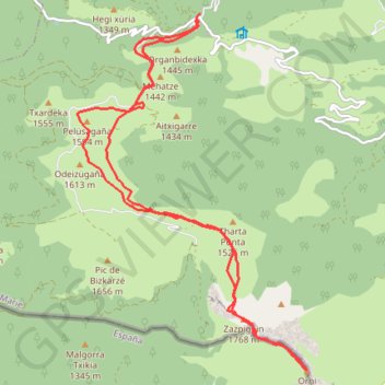 Pic d'Orhy depuis chalets d'Iraty GPS track, route, trail