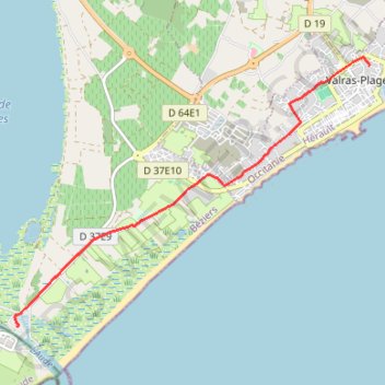 Chichoulet Valras (retour route) GPS track, route, trail