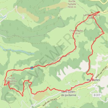 Le Puy Chavaroche - Mandailles-Saint-Julien GPS track, route, trail