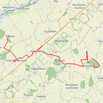 Péronne, Thiepval-Longueval GPS track, route, trail