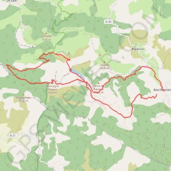 Montagne d'Aujour en 8 GPS track, route, trail