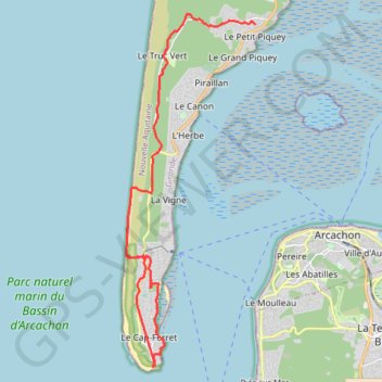 Tour du Bassin d'Arcachon à pied - Jour 8 GPS track, route, trail