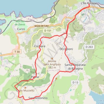 Villages Ballagne Saint Florent - corbara - Pigna GPS track, route, trail