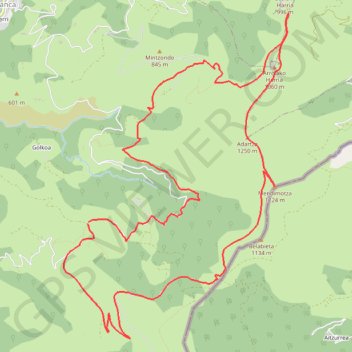 Traversée Mendimotza - Adartza du col d'Ehuntzaroy à l'Urdiako Lepoa GPS track, route, trail