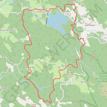 Le Mazeaud - Brugères - L'étang de l'Âne - Saignedresse - Lasgorceix GPS track, route, trail