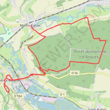 Martin Eglise, Arque la Bataille, Forêt Dom d'Arque GPS track, route, trail