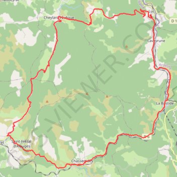 Autour de la forêt de Mercoire GPS track, route, trail