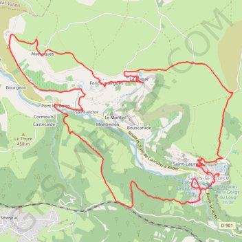Salles-la-Source - Pont-les-Bains GPS track, route, trail