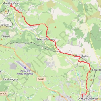 De Onet-le-Château à Marcillac-Vallon GPS track, route, trail