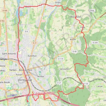 Séméac - Sarrouilles - Oléac-Debat GPS track, route, trail