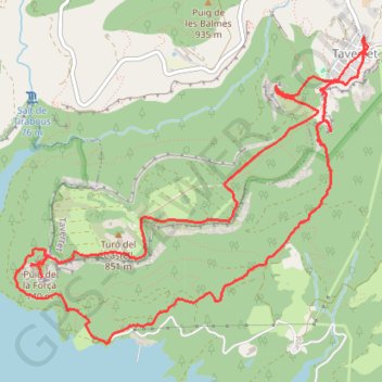 Pantà de Sau-Tavertet-La Miradora-Pla del Castell-Puig de la Força-Pantà de Sau GPS track, route, trail