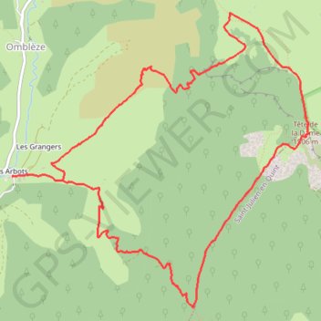 La Tête de la Dame 1506m depuis Omblèze - les Arbods GPS track, route, trail