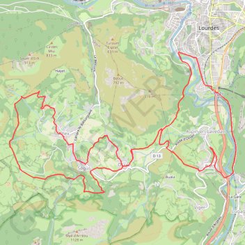 [Itinéraire] Circuit n°13 - Lourdes - La vallée de Batsurguère GPS track, route, trail