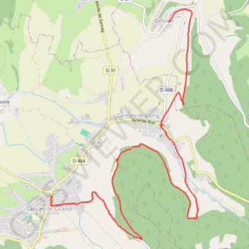 De Belvoir à Sancey-Le-Grand GPS track, route, trail