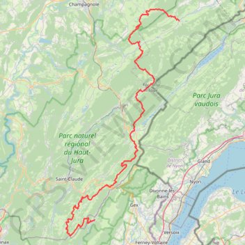 GTJ De Mouthe (Doubs) à Lélex (Ain) GPS track, route, trail