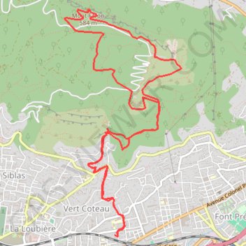 Montée du Faron GPS track, route, trail
