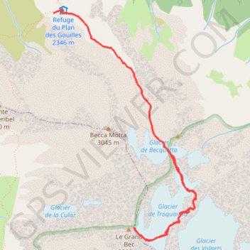 Le Grand Bec par le glacier de Troquairou GPS track, route, trail