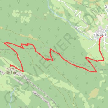 Tourroc au départ de Sacoué GPS track, route, trail