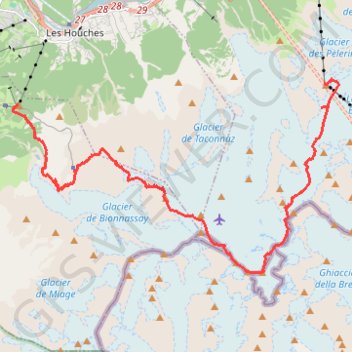 Mont Blanc - De l'Aiguille du Midi à Bellevue GPS track, route, trail