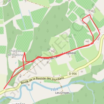 Rando enfants - Autour du Château de Pradines par le GR9 GPS track, route, trail