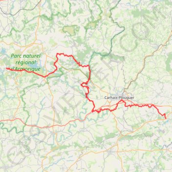 GR37 De Glomel (Côtes-d'Armor) à Saint-Rivoal (Finistère) GPS track, route, trail