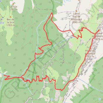 Le Dôme de Bellefont par le Pas de Rocheplane GPS track, route, trail