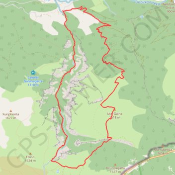 Le circuit du canyon d'Ehujarre GPS track, route, trail