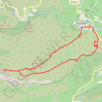 Paziols-Pech de la Couronne (boucle) GPS track, route, trail