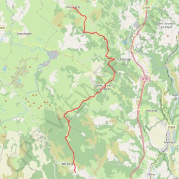 Prinsuejols - Radal du Trebatut GPS track, route, trail