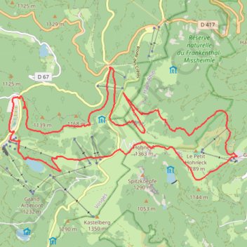 Gaschney, Frankental, Hohneck, lac de la Lande GPS track, route, trail