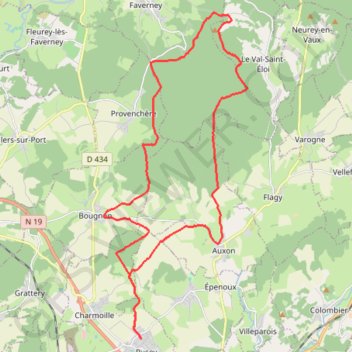 Auxon, le Chaumont, Bougnon GPS track, route, trail