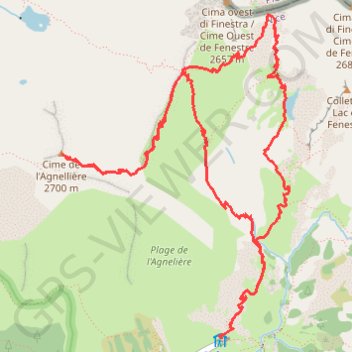 Madonne de Fenestre, pas des Ladres, Cime de l'Agnelière GPS track, route, trail