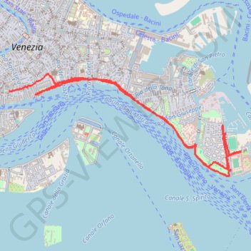 Venise, Italie : un parcours de course à pied GPS track, route, trail