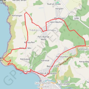 Autour de Trédrez en dominant Beg ar Forn GPS track, route, trail