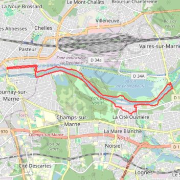 Boucle Noisiel - Chelles - Vaires - Noisiel GPS track, route, trail