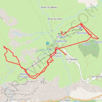 Du Chazelet au Serre Bernard GPS track, route, trail