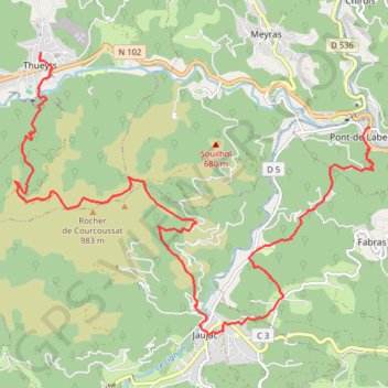 Labaume-Thueyts GPS track, route, trail
