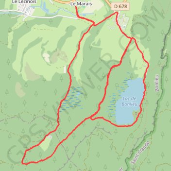 Tour du lac de Bonlieu boucle forêt GPS track, route, trail