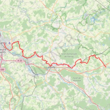 GR534 Randonnée de Nancy à Blâmont (Meurthe-et-Moselle) GPS track, route, trail