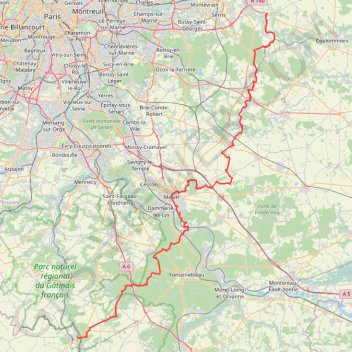 GR 1 : De Crécy-la-Chapelle (Seine-et-Marne) à Malesherbes (Loiret) GPS track, route, trail