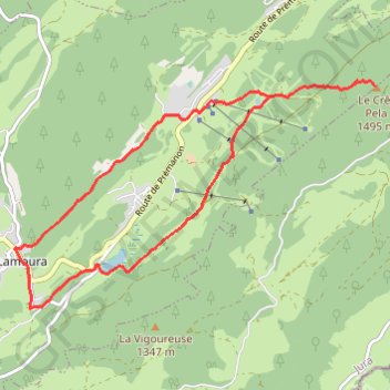 Le Crêt Pela par la Combe du lac - Lamoura GPS track, route, trail