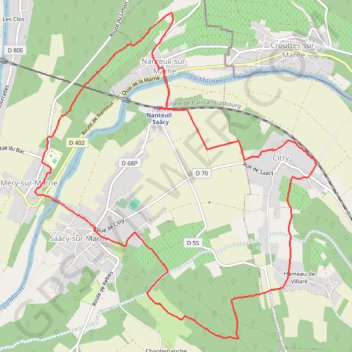 Boucle à partir de Nanteuil sur Marne GPS track, route, trail