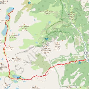 Vallée des Merveilles - Refuge Valmasque - Refuge des Merveilles - Lac des Mesches GPS track, route, trail