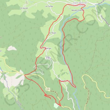 De l'Auberge de Bécajat jusqu'à Saint-Bonnet-des-Quarts GPS track, route, trail