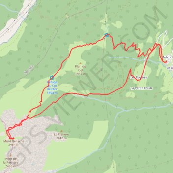 Bellacha par plan du col GPS track, route, trail